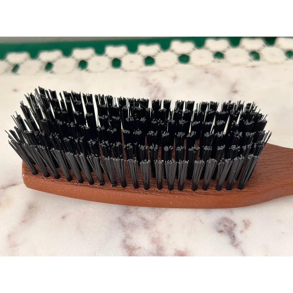 Vintage Avon Hairbrush Faux Wood Grain Brown Synthetic Bristle Grooming Tool 9